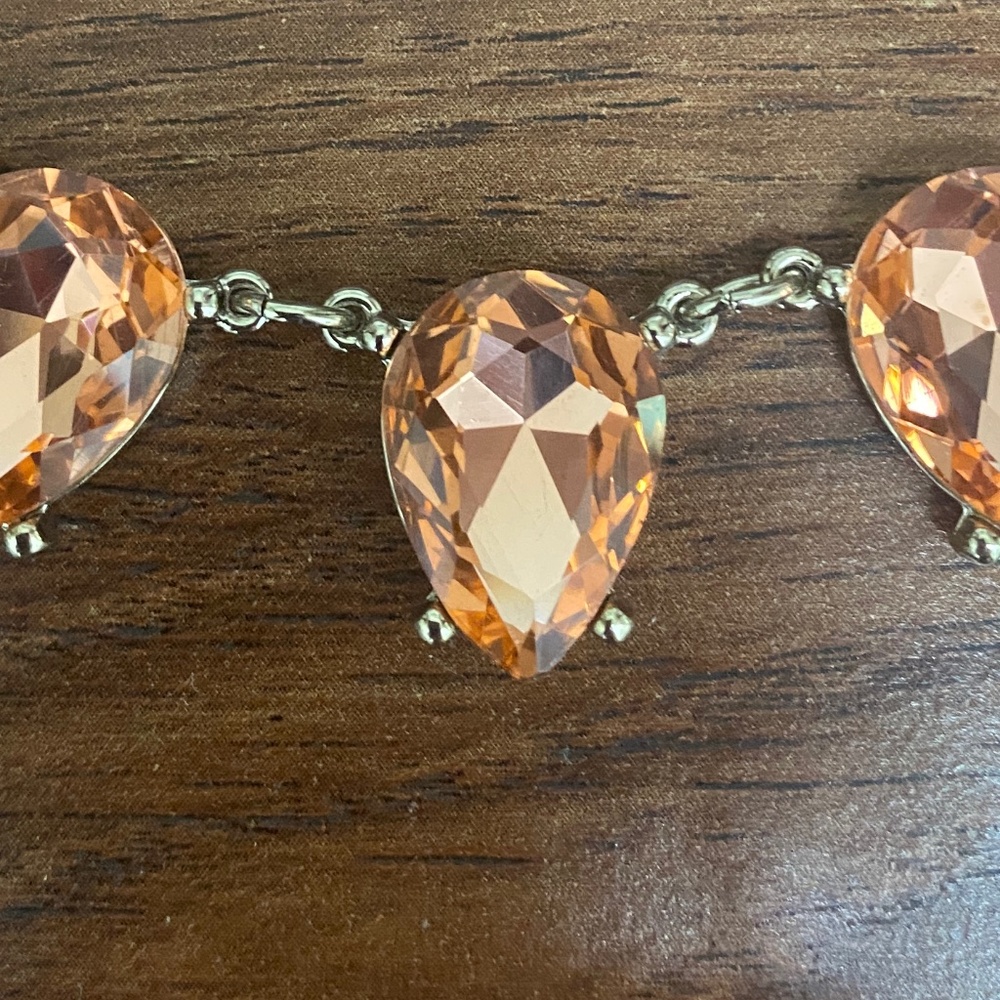 Peach Rhinestone Necklace - Picture 3 of 4